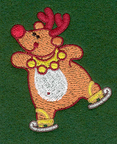 Embroidery Design: Reindeer on skates<br>2.47w X 3.00h