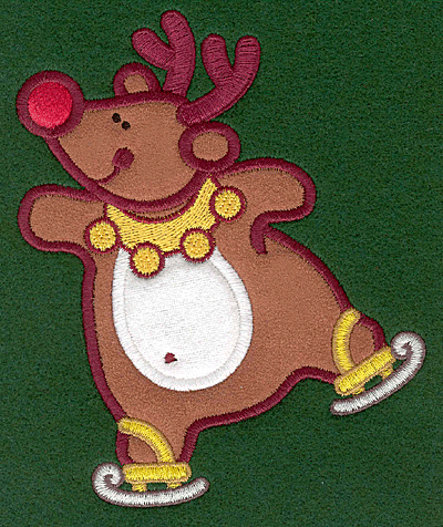 Embroidery Design: Reindeer on skates appliques<br>4.65w X 5.58h | Embroidery Legacy Embroidery Design: Reindeer on skates appliques<br>4.65w X 5.58h