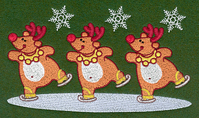 Embroidery Design: Skating reindeers<br>6.99w X 3.98h