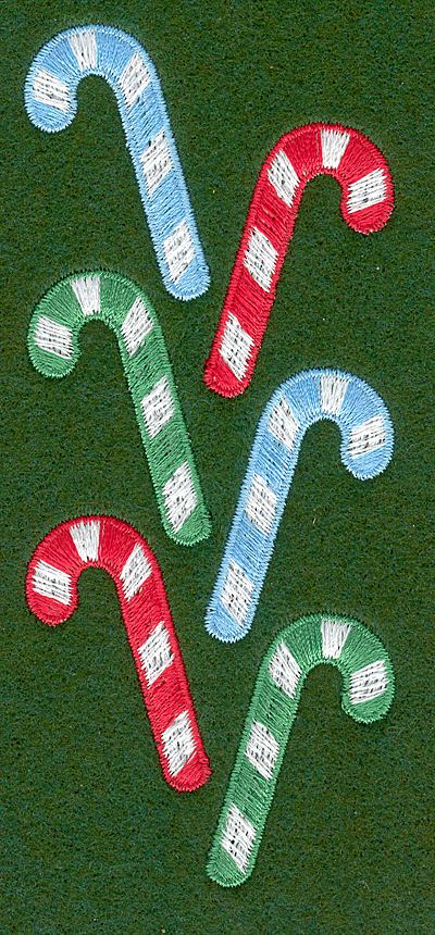 Embroidery Design: Candy canes<br>2.25w X 5.29h