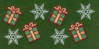 Embroidery Design: Snowflakes and gift parcels<br>5.00w X 2.25h | Embroidery Legacy Embroidery Design: Snowflakes and gift parcels<br>5.00w X 2.25h