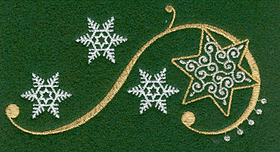 Embroidery Design: Snowflakes star and swirl<br>5.01w X 2.64h
