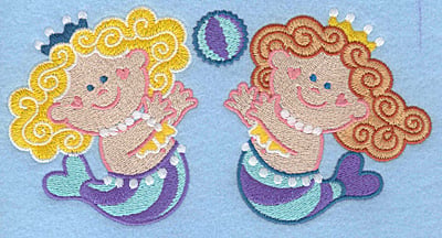 Embroidery Design: Mermaids with ball large<br>7.00w X 3.65h