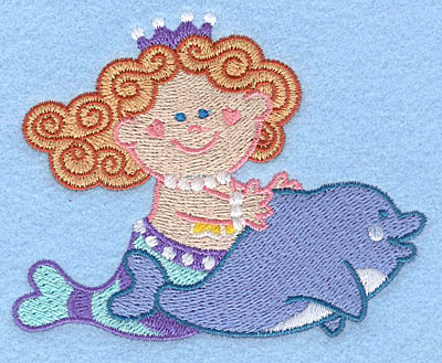 Embroidery Design: Mermaid on dolphin<br>3.90w X 3.09h