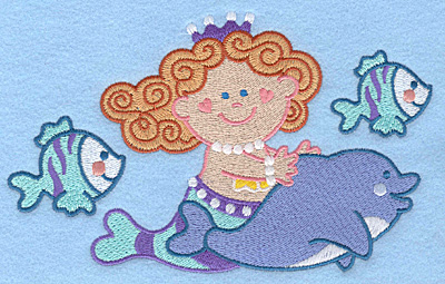 Embroidery Design: Mermaid dolphin fish large<br>7.00w X 4.32h