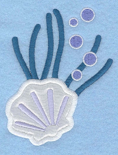 Embroidery Design: Oyster and seaweed applique<br>3.22w X 3.90h