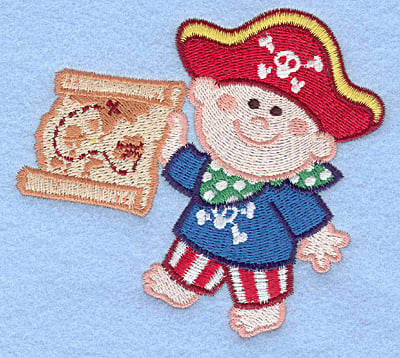 Embroidery Design: Pirate with treasure map large<br>4.25w X 3.84h