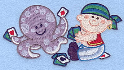 Embroidery Design: Pirate and octopus large<br> 6.40w X 3.44h