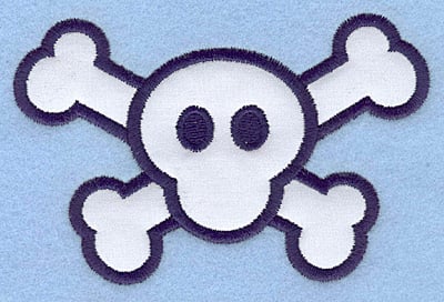 Embroidery Design: Skull and cross bones applique<br>4.50w X 2.91h