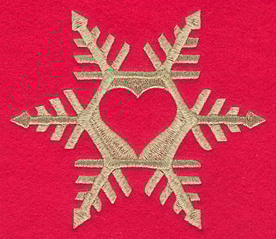 Embroidery Design: Snowflake with heart P large<br>5.14w X 4.46h