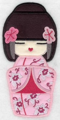 Embroidery Design: Kokeshi Doll 1A Three appliques<br> 6.95w X 3.35h | Embroidery Legacy Embroidery Design: Kokeshi Doll 1A Three appliques<br> 6.95w X 3.35h