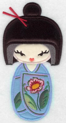 Embroidery Design: Kokeshi Doll 3A Three appliques<br> 6.99w X 3.52h | Embroidery Legacy Embroidery Design: Kokeshi Doll 3A Three appliques<br> 6.99w X 3.52h
