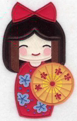Embroidery Design: Kokeshi Doll 4A Four appliques<br> 7.00w X 4.26h | Embroidery Legacy Embroidery Design: Kokeshi Doll 4A Four appliques<br> 7.00w X 4.26h