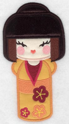 Embroidery Design: Kokeshi Doll 5A Three appliques<br> 6.98w X 3.60h