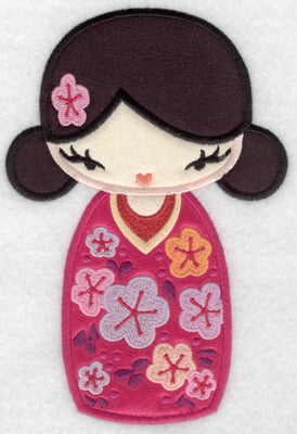 Embroidery Design: Kokeshi Doll 8A Three appliques<br> 6.99w X 4.71h | Embroidery Legacy Embroidery Design: Kokeshi Doll 8A Three appliques<br> 6.99w X 4.71h