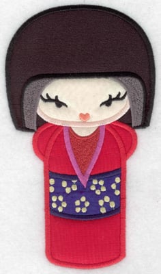 Embroidery Design: Kokeshi Doll 9A Four appliques<br> 6.96w X 3.33h