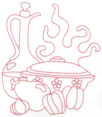 Embroidery Design: Carafe and pot large<br> 5.13w X 6.00h