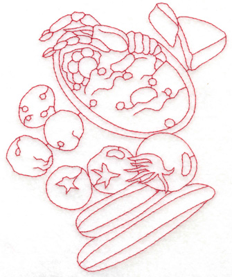 Embroidery Design: Lobster cheese and veggies large<br> 5.00w X 5.98h