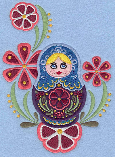 Embroidery Design: Matryoshka Doll B Appliques floral<br>5.00w X 6.95h