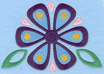 Embroidery Design: Flower with leaves large <br>6.33w X 4.32h