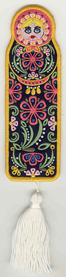 Embroidery Design: Matryoshka Doll Bookmark  6.99w X 2.28h
