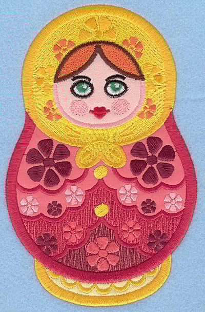 Embroidery Design: Matryoshka Applique Doll A large <br>4.47"w X 7.00"h