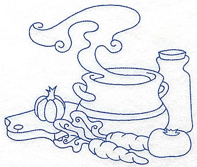 Embroidery Design: Soup Bowl with vegetables large<br> 6.92w X 5.89h