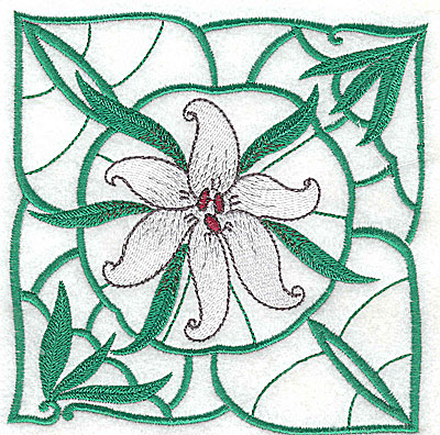 Embroidery Design: Lily Block 2 large<br> 4.94w X 5.00h | Embroidery Legacy Embroidery Design: Lily Block 2 large<br> 4.94w X 5.00h