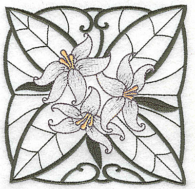 Embroidery Design: Lily Block 7 large<br> 4.88w X 4.81h