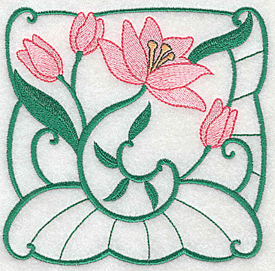 Embroidery Design: Lily Block 9 large<br> 4.94w X 4.75h