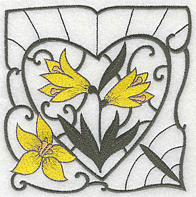 Embroidery Design: Lily Block 10 large<br> 4.81w X 4.88h