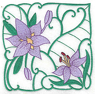 Embroidery Design: Lily Block 12 large<br> 4.88w X 4.81h