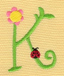 Embroidery Design: Ladybug Letters K <br> 1.35w X 1.82h