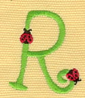 Embroidery Design: Ladybug Letters R <br> 1.46w X 1.71h