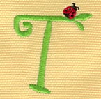 Embroidery Design: Ladybug Letters T <br> 1.57w X 1.85h