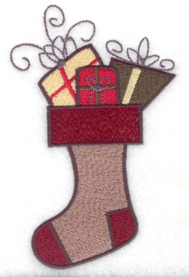 Embroidery Design: Stocking with gifts large<br> 3.13w X 4.97h
