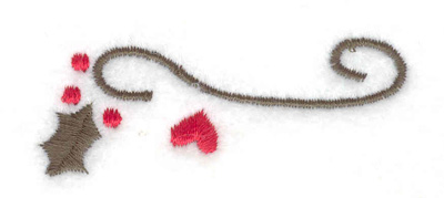 Embroidery Design: Mistletoe heart and swirl<br> 2.42w X 0.93h