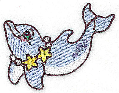 Embroidery Design: Dolphin wearing necklace<br> 3.86w X 3.02h