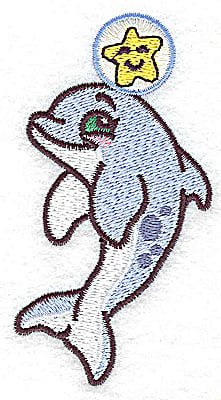 Embroidery Design: Dolphin with starfish<br> 2.05w X 3.90h