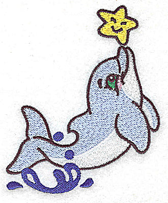 Embroidery Design: Dolphin balancing starfish<br> 3.22w X 3.89h