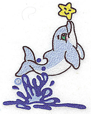 Embroidery Design: Dolphin playing in waves<br> 3.87w X 4.99h