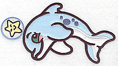 Embroidery Design: Dolphin and starfish triple applique<br> 6.99w X 3.75h