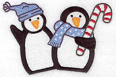 Embroidery Design: Penguin couple large<br> 4.94w X 3.28h