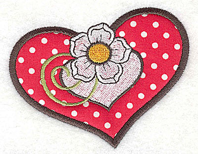 Embroidery Design: Flower in double heart applique<br> 3.77w X 3.00h | Embroidery Legacy Embroidery Design: Flower in double heart applique<br> 3.77w X 3.00h