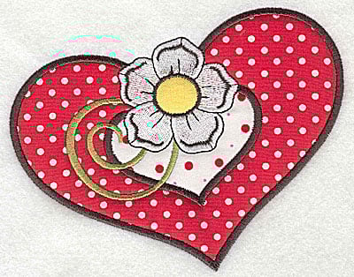 Embroidery Design: Flower in double hear 3 appliques large<br> 6.25w X 4.89h | Embroidery Legacy Embroidery Design: Flower in double hear 3 appliques large<br> 6.25w X 4.89h