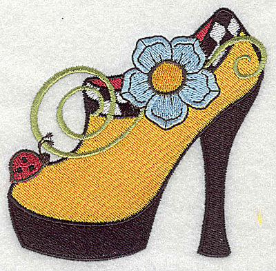 Embroidery Design: Flower and ladybug on women's shoe large<br> 3.87w X 3.80h | Embroidery Legacy Embroidery Design: Flower and ladybug on women's shoe large<br> 3.87w X 3.80h
