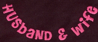 Embroidery Design: Husband & Wife<br>3.16w X 1.25h | Embroidery Legacy Embroidery Design: Husband & Wife<br>3.16w X 1.25h