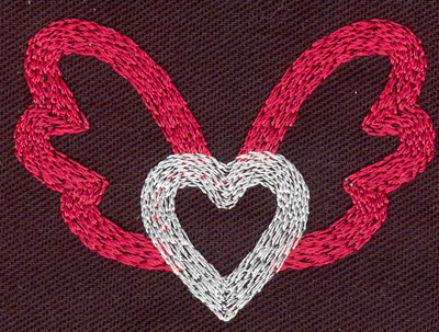 Embroidery Design: Wings with heart<br>2.23w X 1.62 | Embroidery Legacy Embroidery Design: Wings with heart<br>2.23w X 1.62