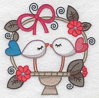 Embroidery Design: Birds in a basket large<br> 4.94w X 4.95h