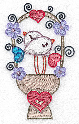Embroidery Design: Birds on heart pedestal large<br> 3.01w X 4.96h